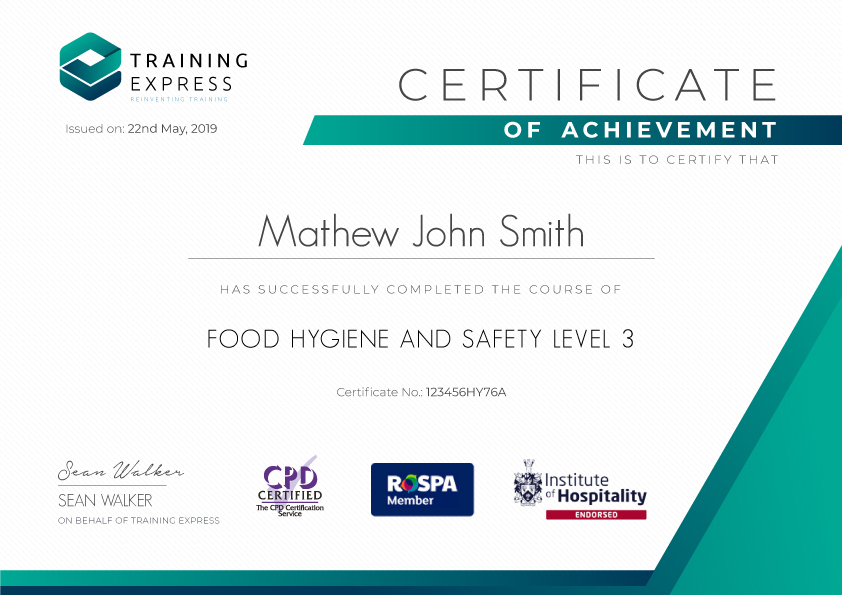Food Hygiene and Safety Level 3